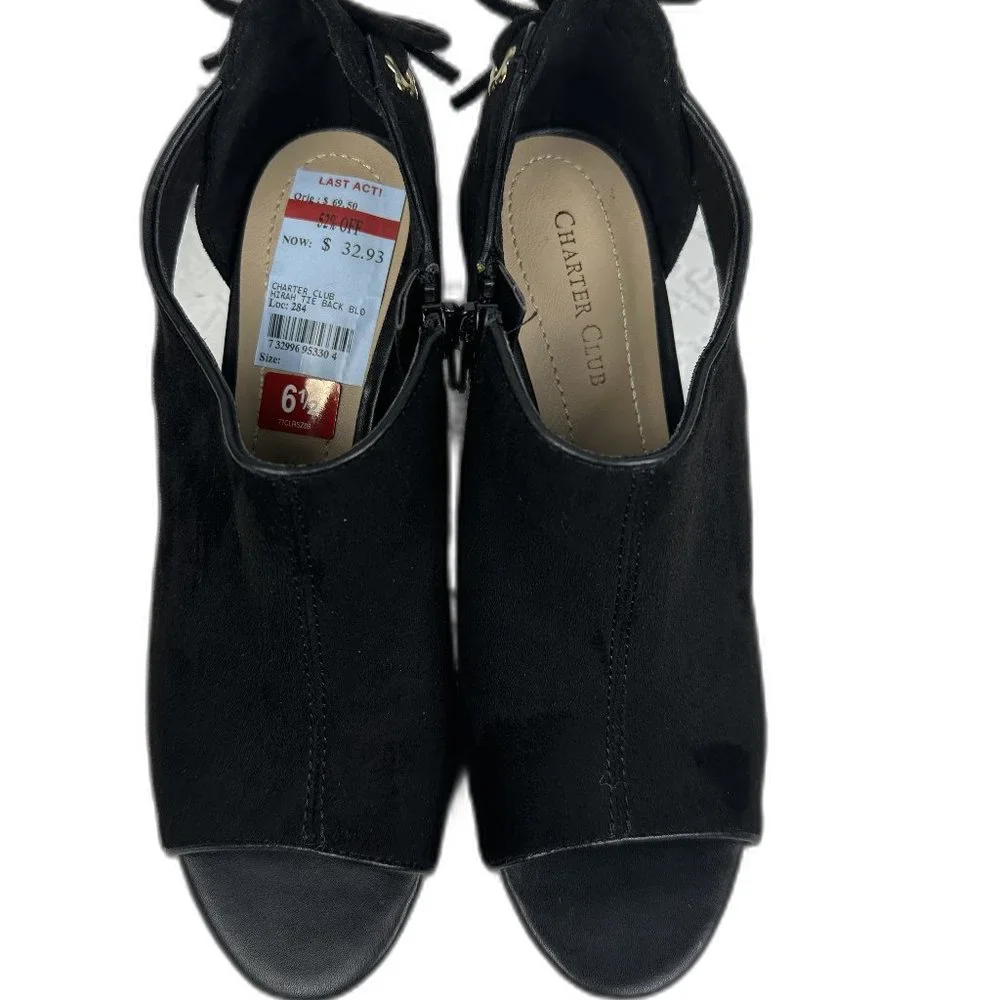 Charter Club Hirah Tie Back Blo black heels - Picture 2 of 8